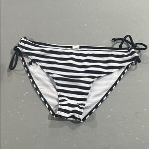 Classic Black and White Striped Bikini Bottom